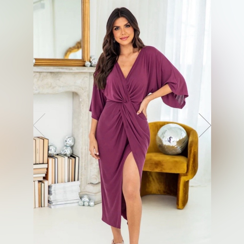 Pink lily Midi Twist wrap dress